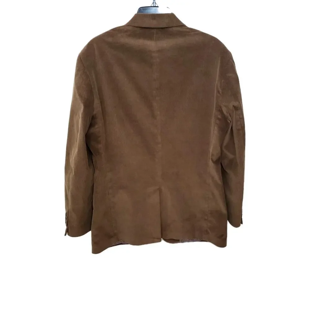 Saddlebred Mens 42 L Two Button Cotton Blazer Brown Corduroy Sport Coat Jacket